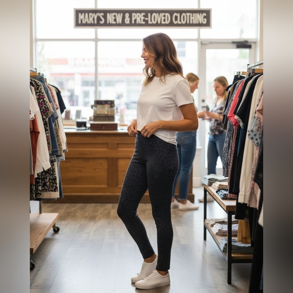 Chico's - NWT, Gray & Black Animal Print Ankle Leggings Elastic Waist US Size 4 - Picture 9 of 9